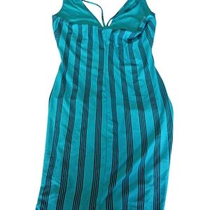 Chic Teal Striped Midi Dress